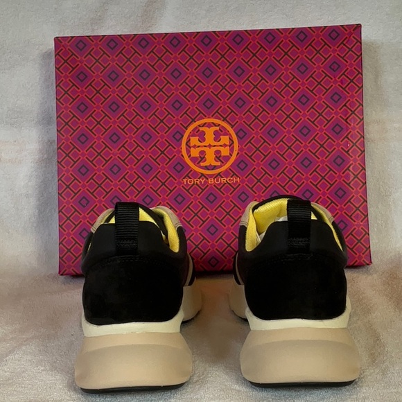 NEW TORY BURCH Black and Beige Women’s Shoes Good Luck Trainer Sneakers Size 9 - Picture 3 of 6